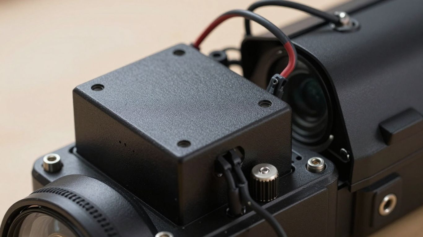 Camera power backup unit with wires connected.