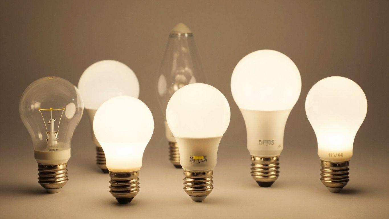 Various LED light bulbs glowing brightly.