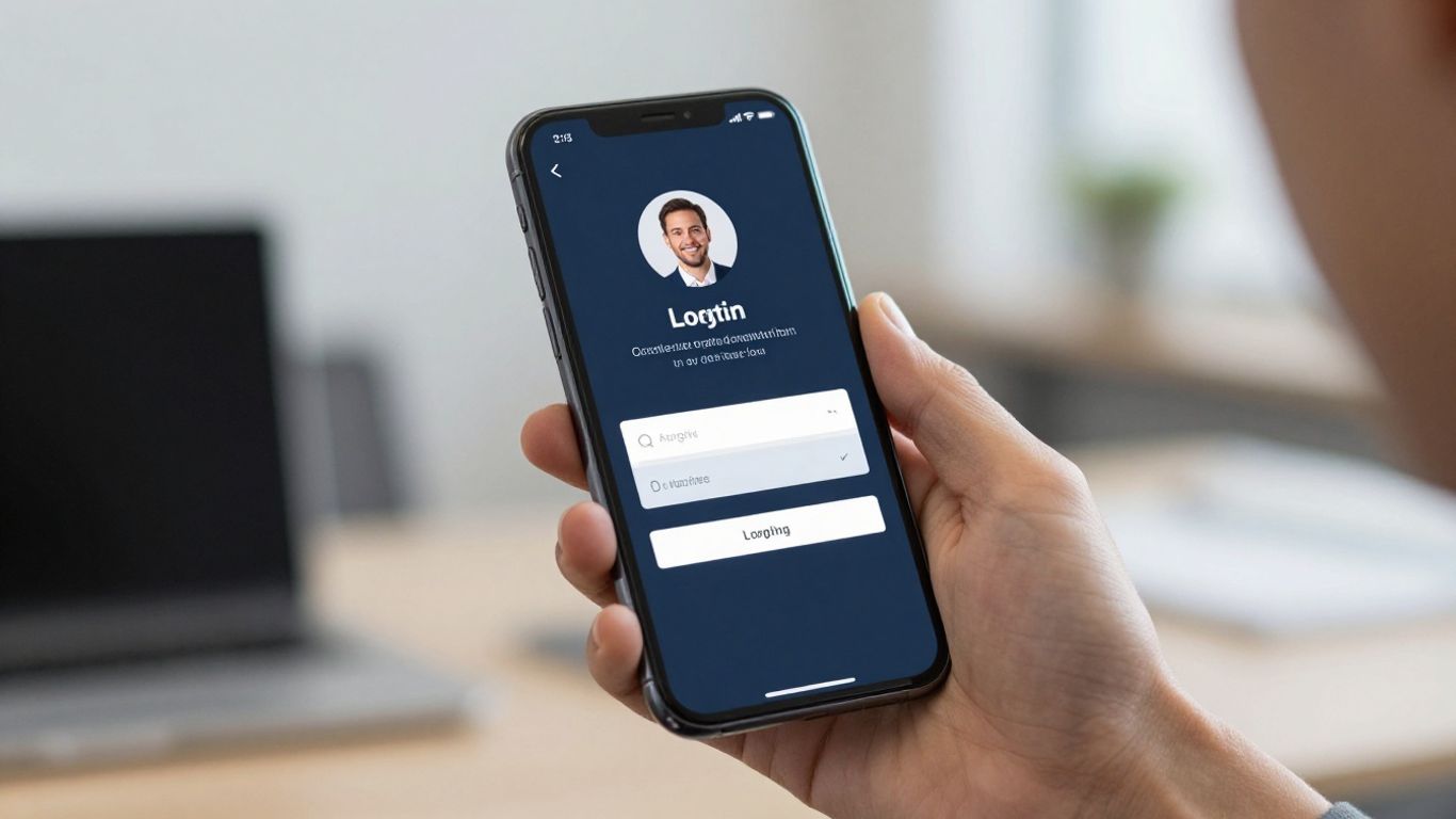 Person logging into an online account on a smartphone.