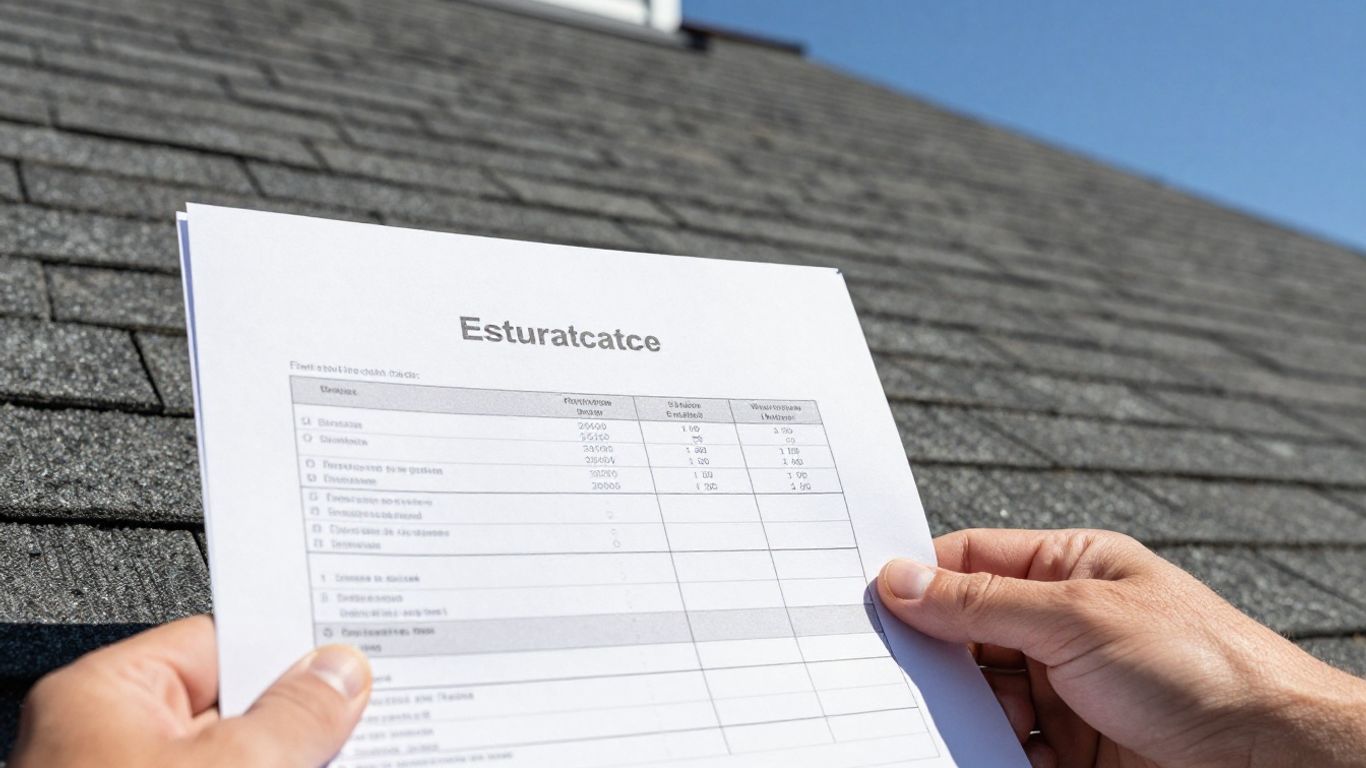 Homeowner with roofing estimate document near house.