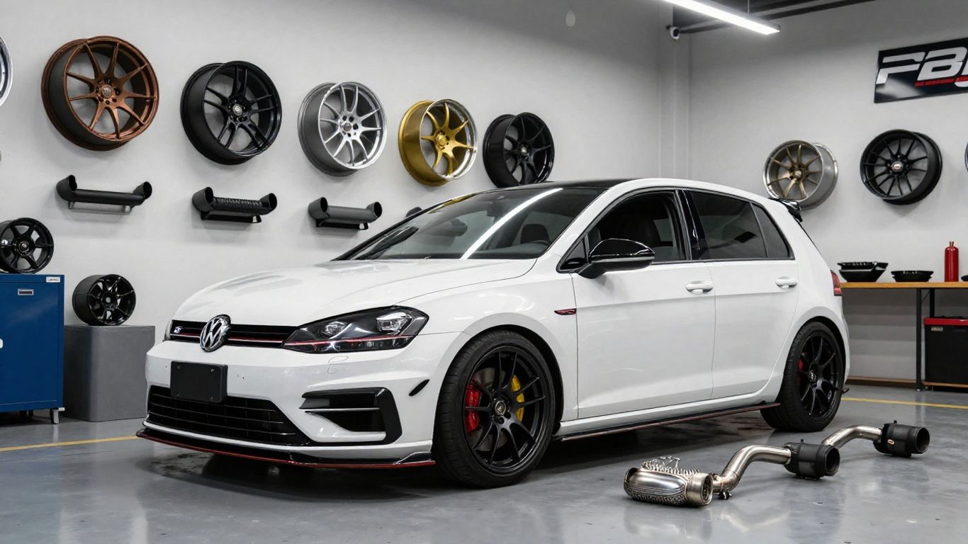 Modified Volkswagen Golf R with performance parts in Sydney.