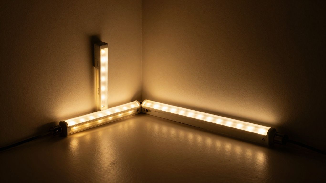 Led traka na baterije osvetljava tamni prostor.