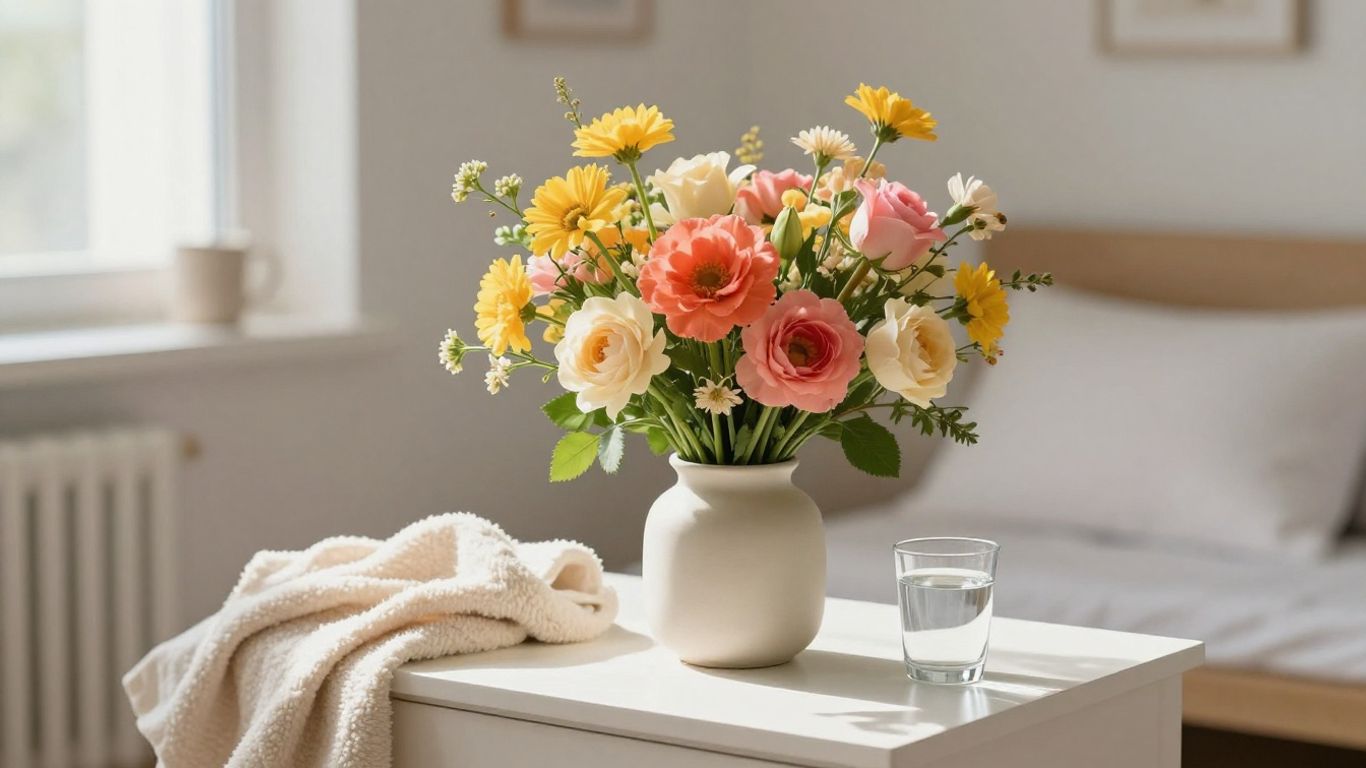 Cheerful recovery flowers in a bright room