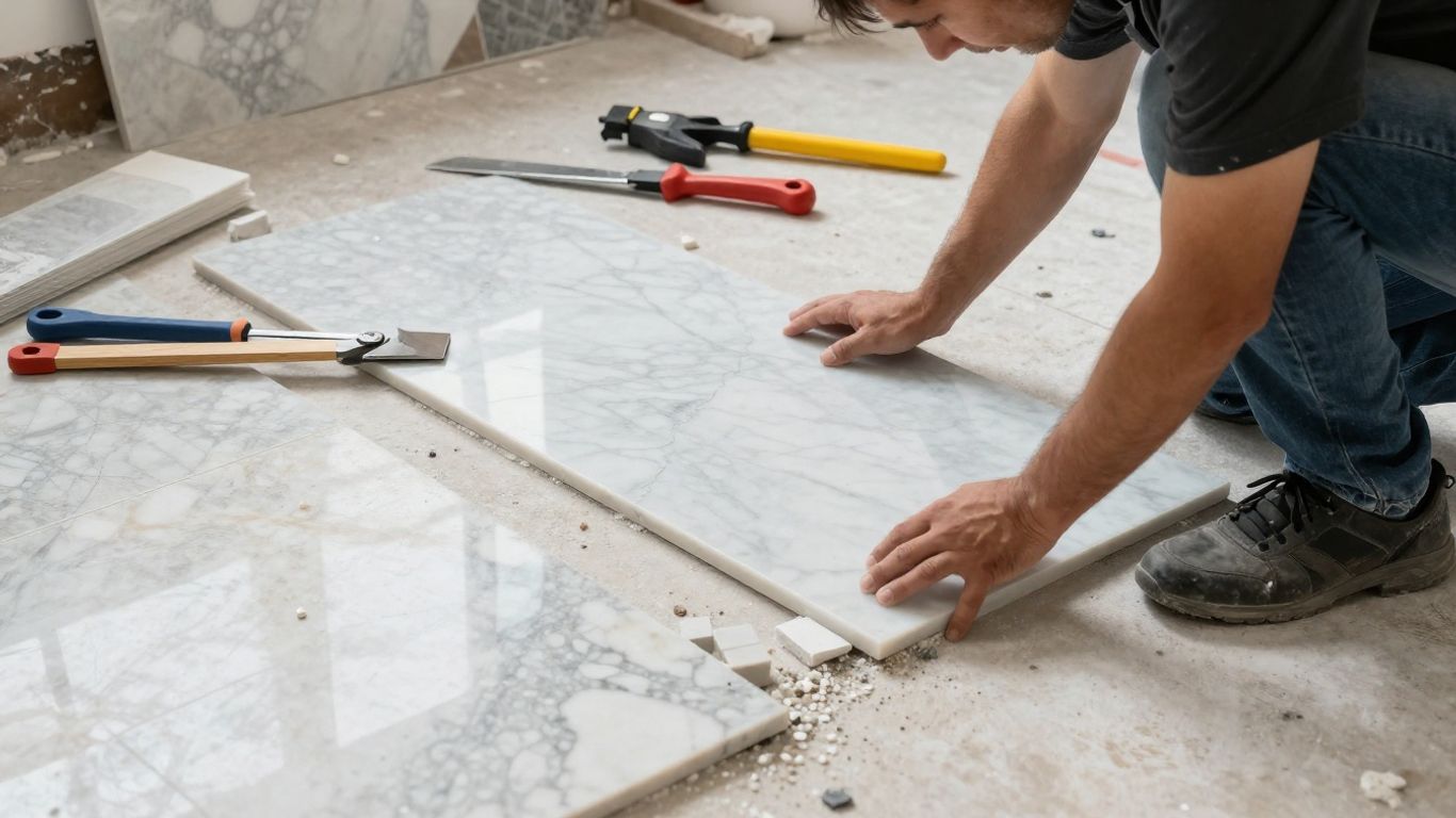 Marble, limestone, travertine installation timeline sketch.