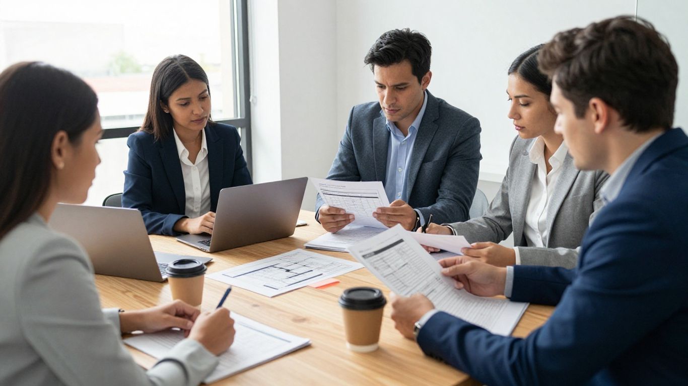 Équipe analysant des processus métier autour d’une table