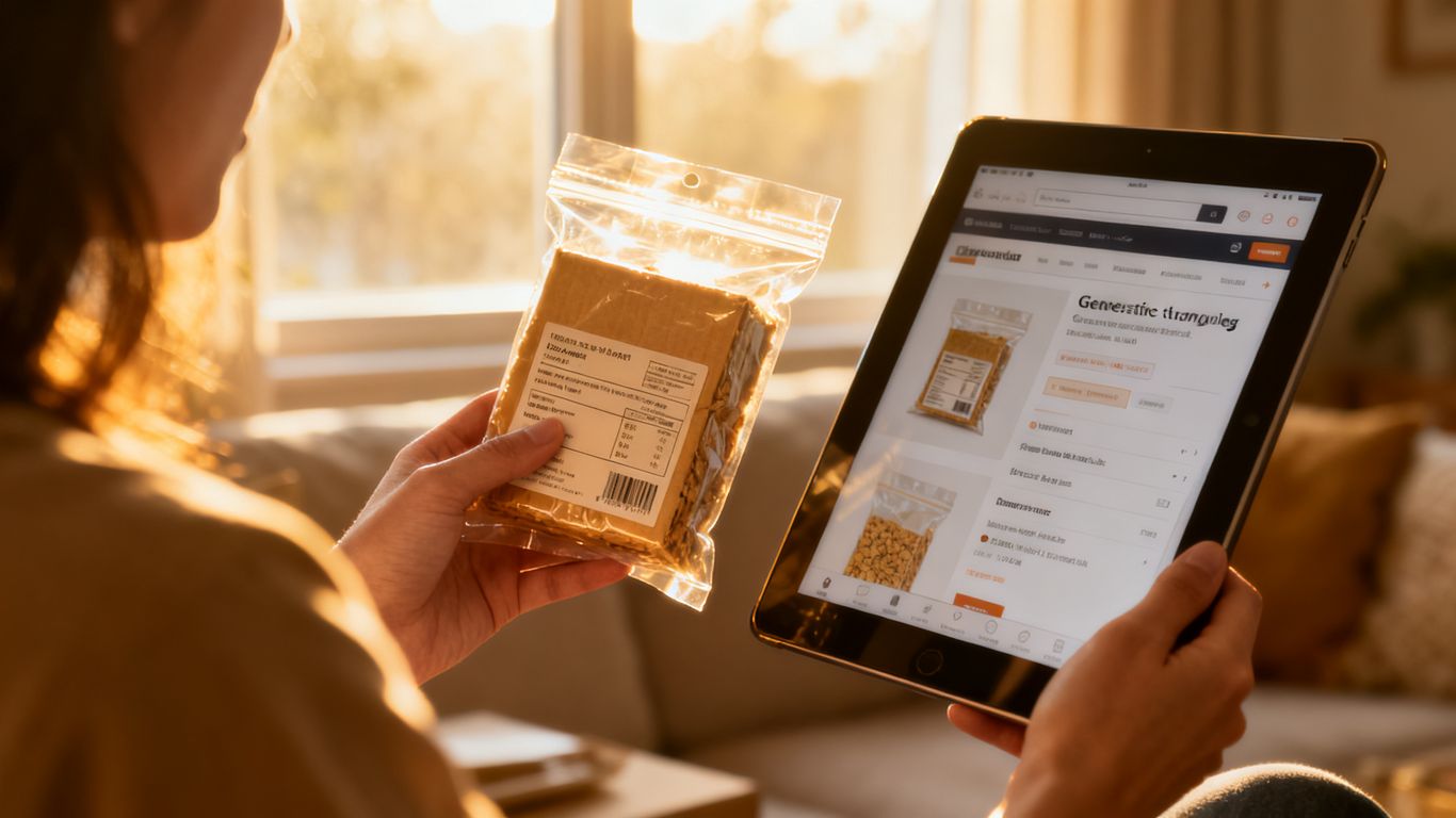 Shopper comparing accurate product details and an available offer