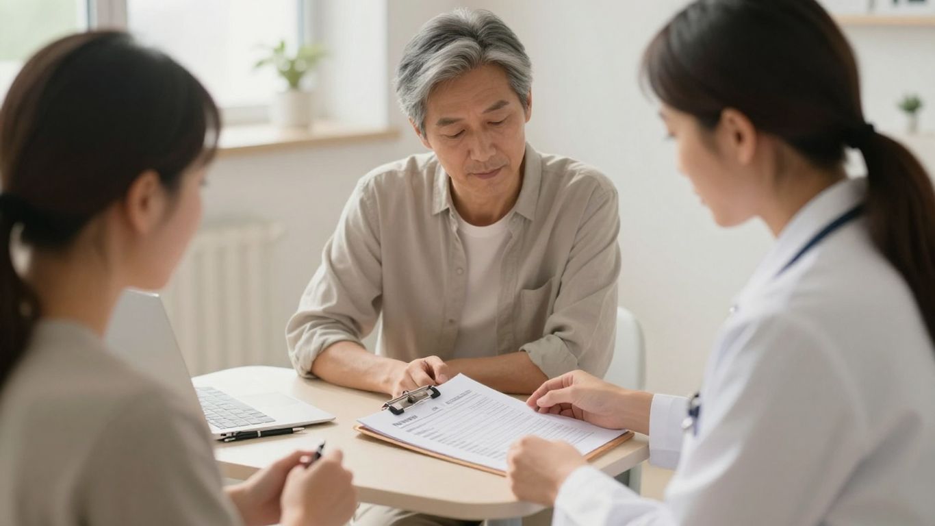 Patient reviewing appointment information at a clinic