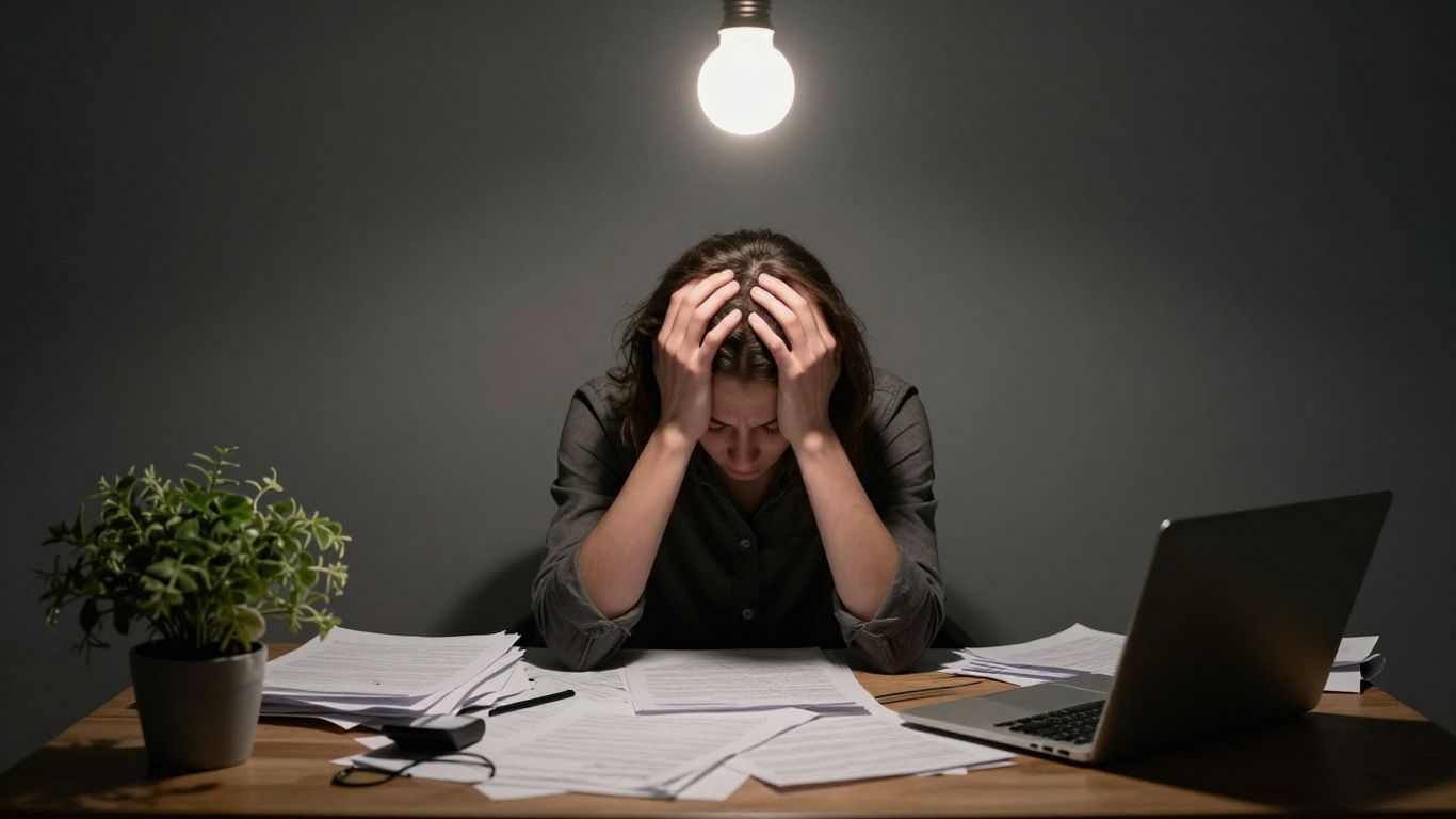 Person experiencing creative burnout at a desk.