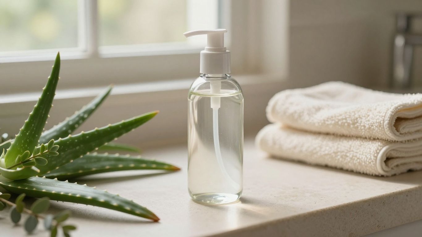 Glass lubricant bottle with botanical leaves