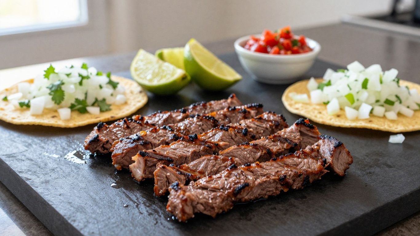 Carne asada y tortillas listas para tacos