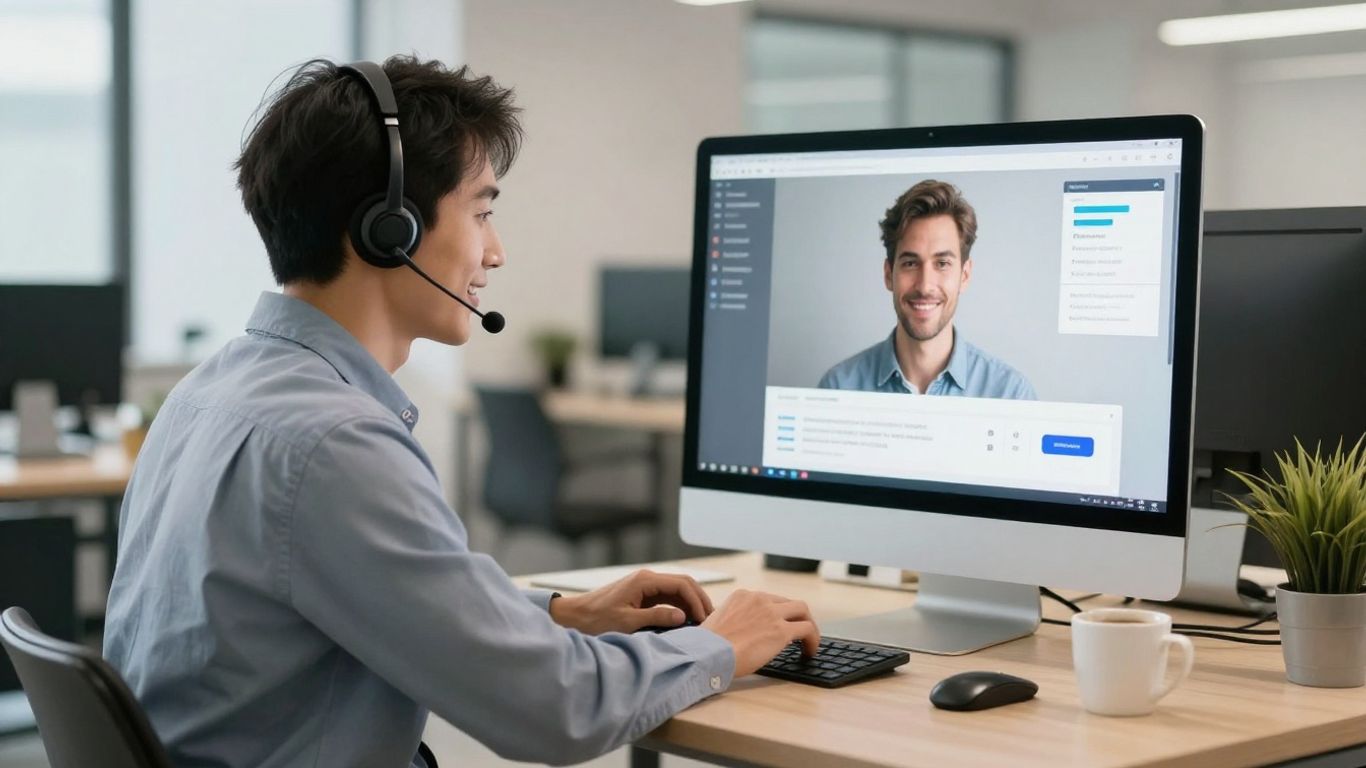 Help desk agent assisting a customer