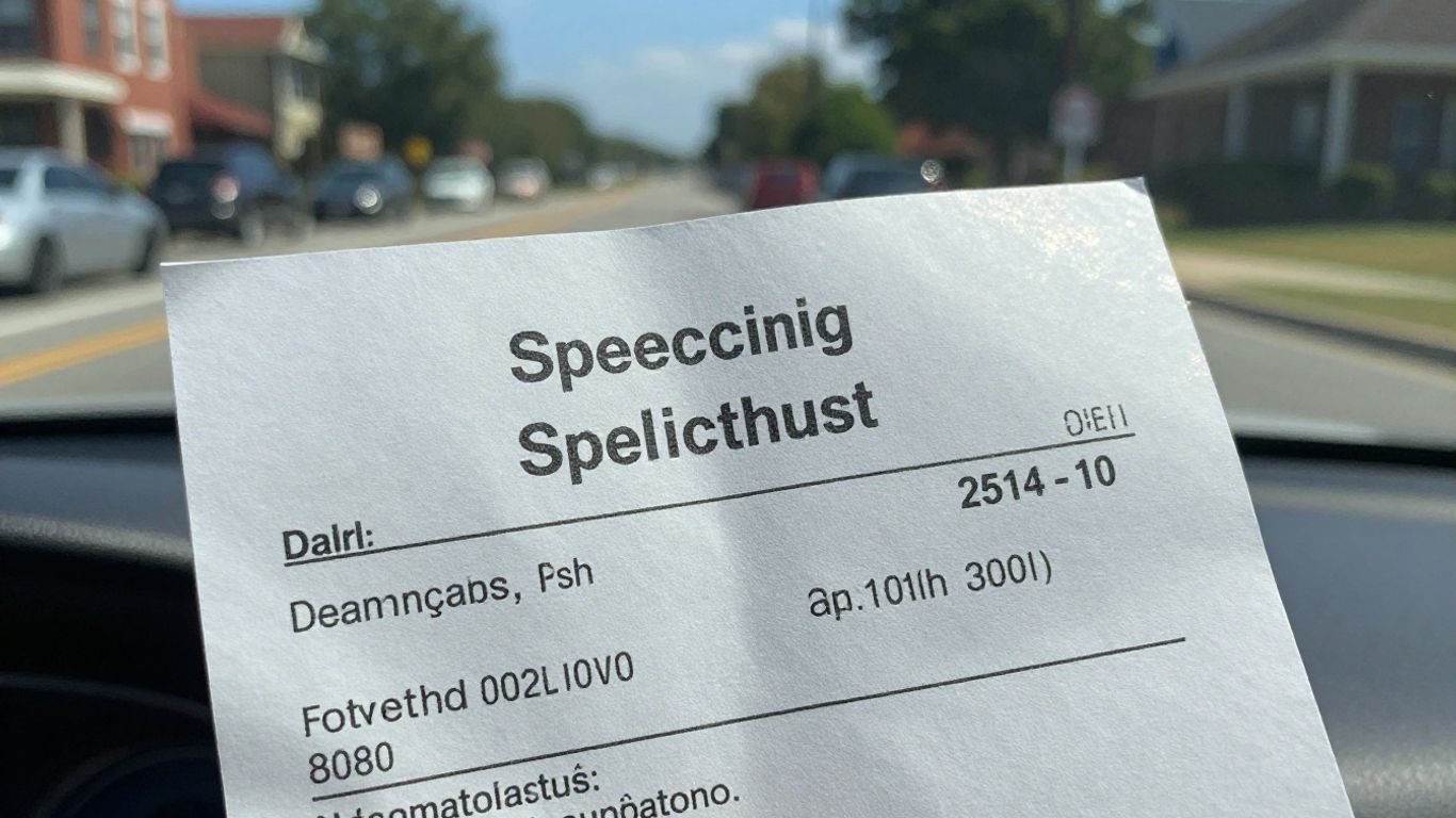 Speeding ticket on a car windshield in Cary, NC.