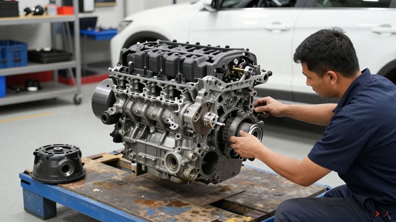 Replacement engine secured for workshop delivery