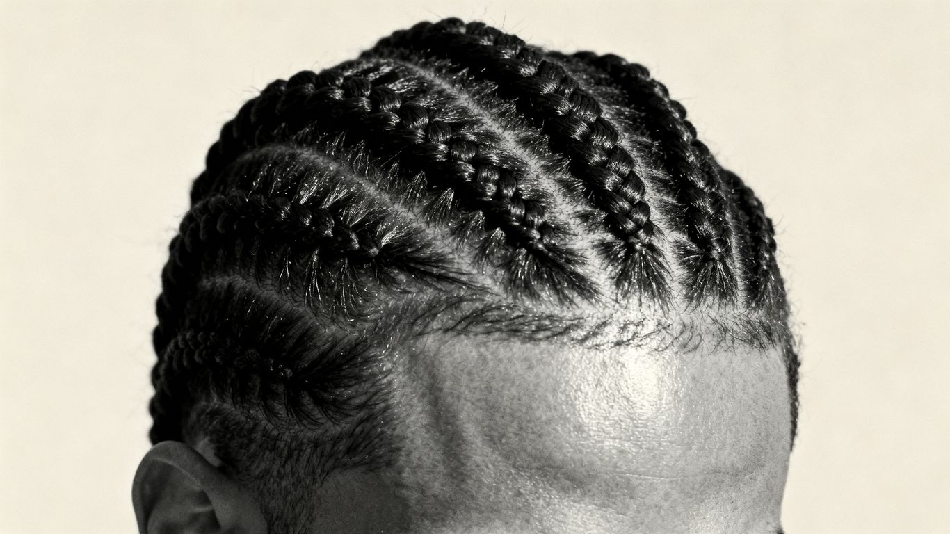 Close up of parted braids