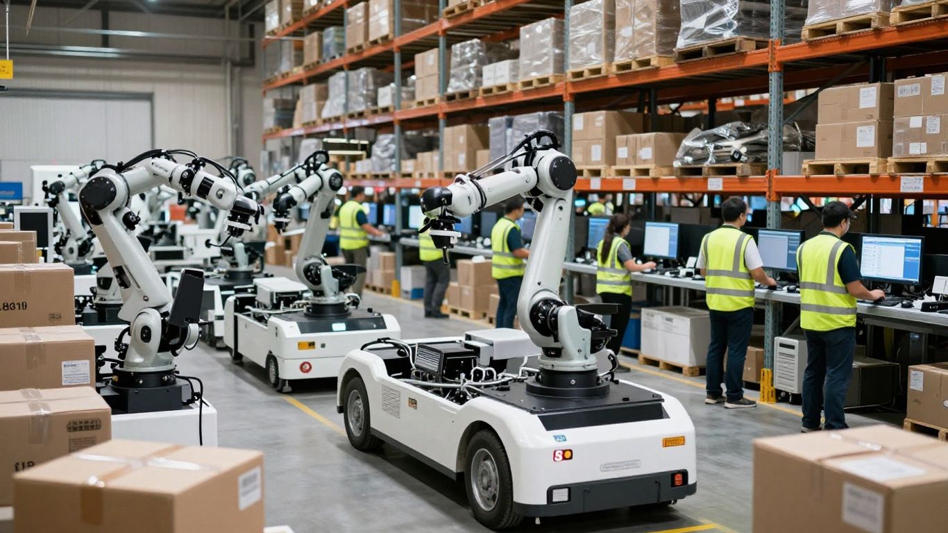 AI and automation in a modern warehouse