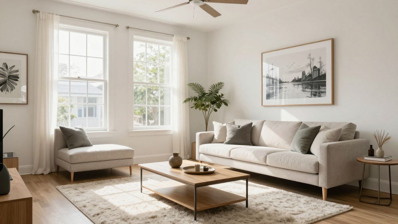 New Orleans Airbnb living room with stylish furniture