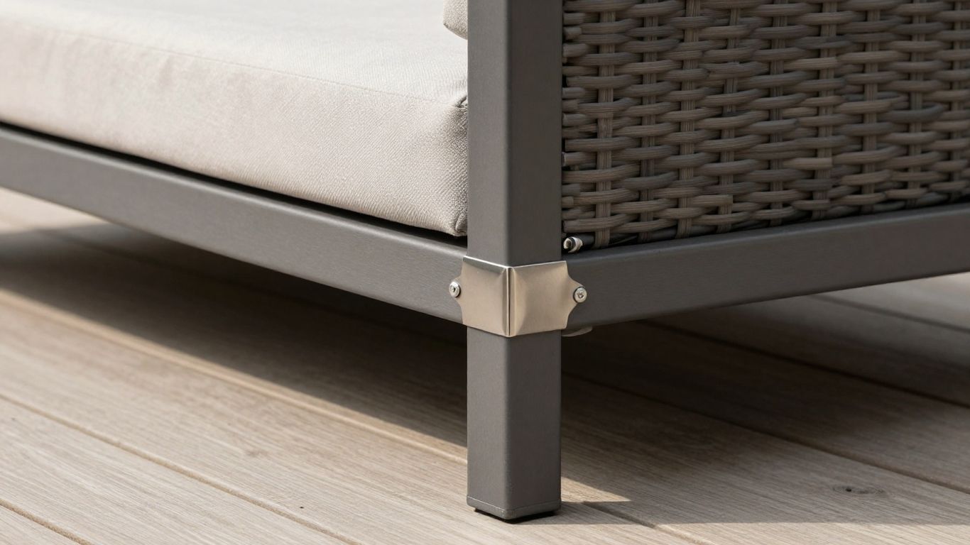 Close view of outdoor furniture frame construction