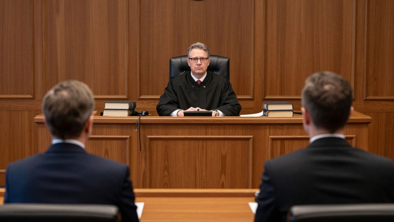 Courtroom during an immigration preliminary hearing.