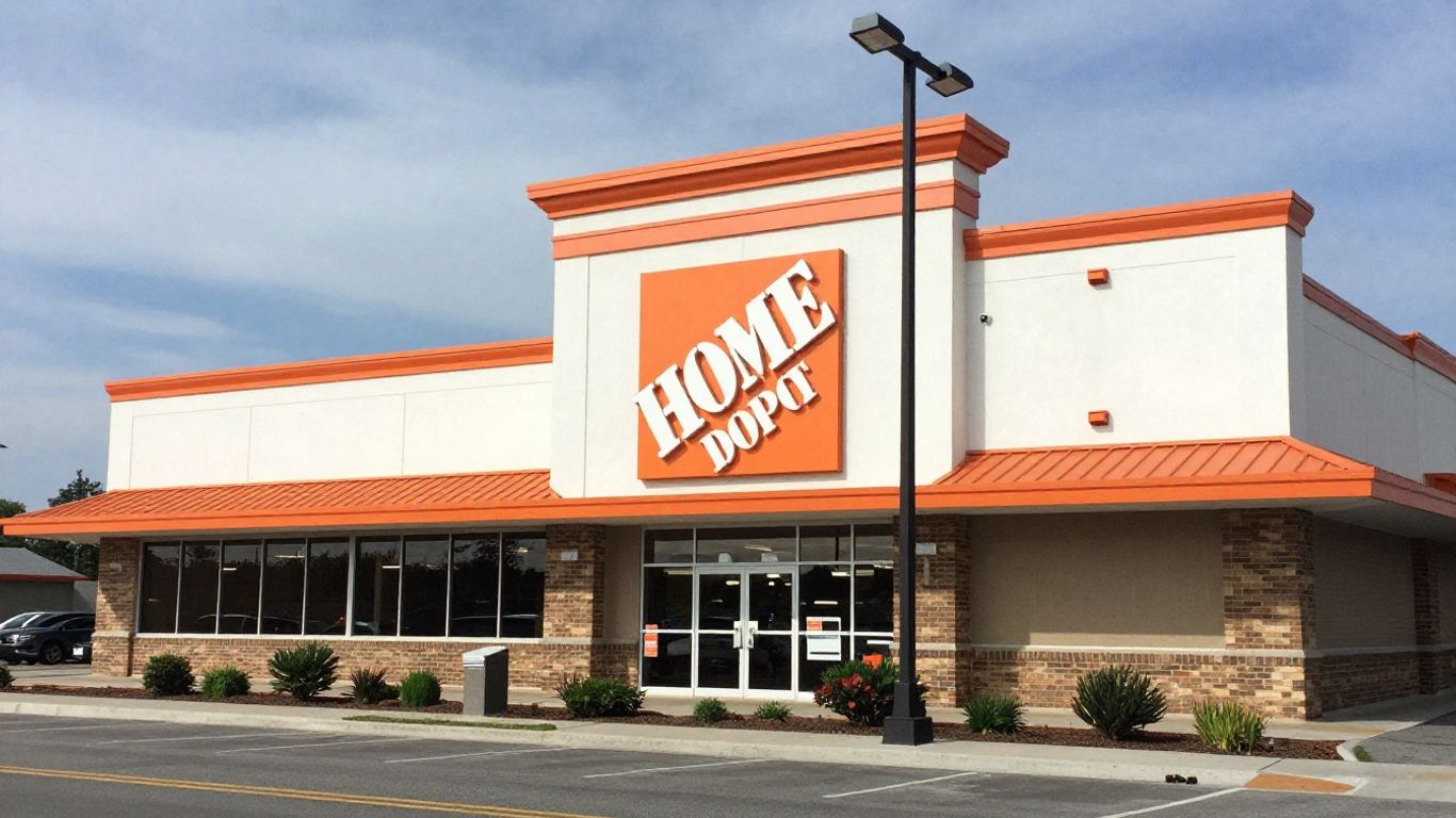 Home Depot store exterior with orange and white colors.
