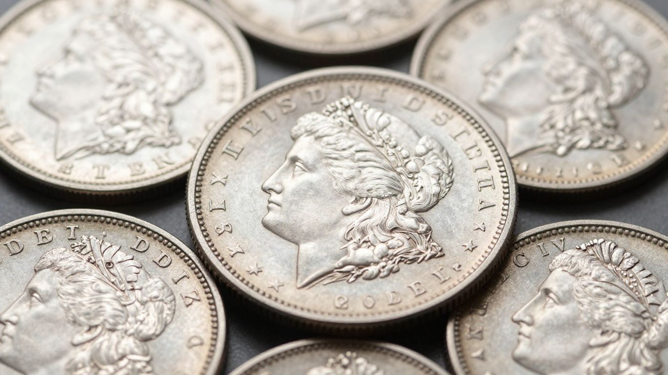 Silver Morgan and Liberty dollar coins