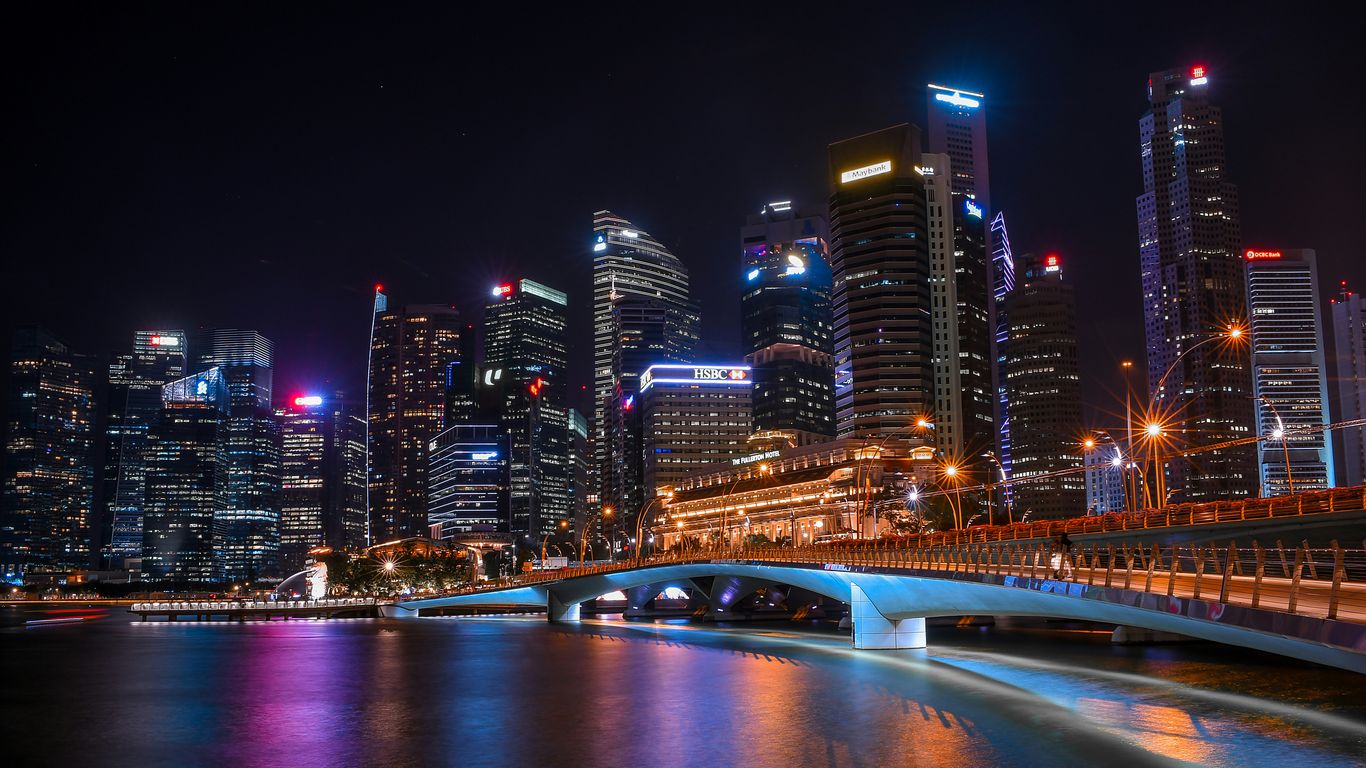 city skyline during night time