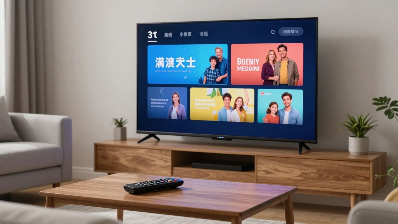 Living room television showing legal streaming choices