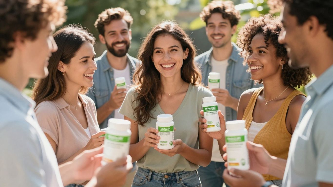 Herbalife distributors with products, healthy lifestyle