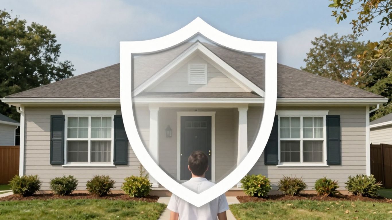 Casa protegida por un escudo de seguro.