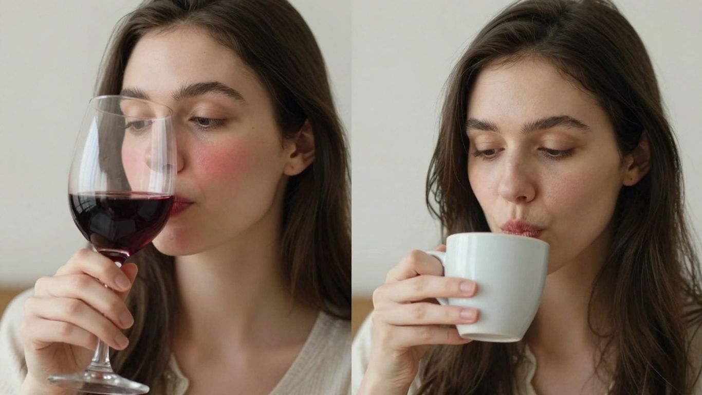 Alcohol and caffeine effects on skin comparison.