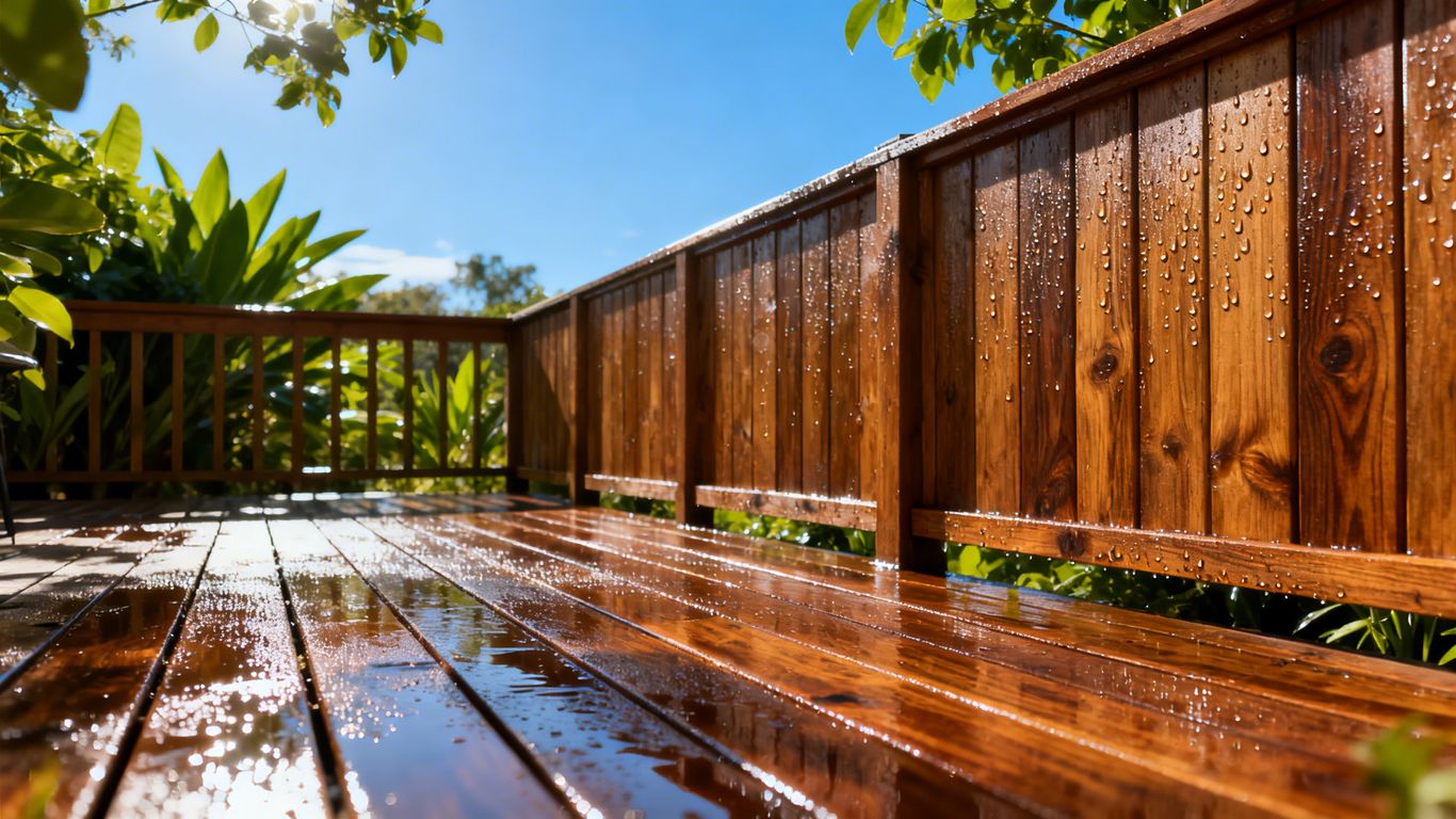 Clean deck and fence after power washing.