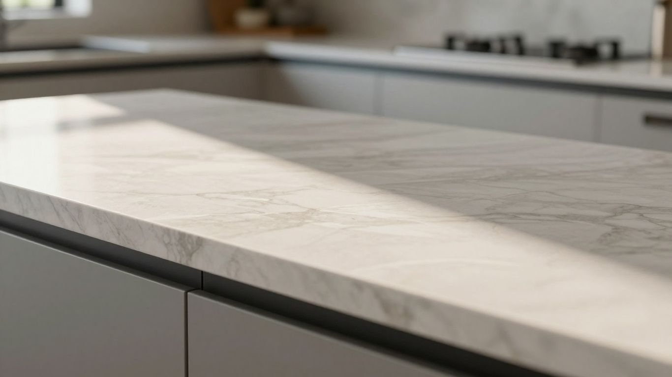 Modern kitchen countertop with natural light