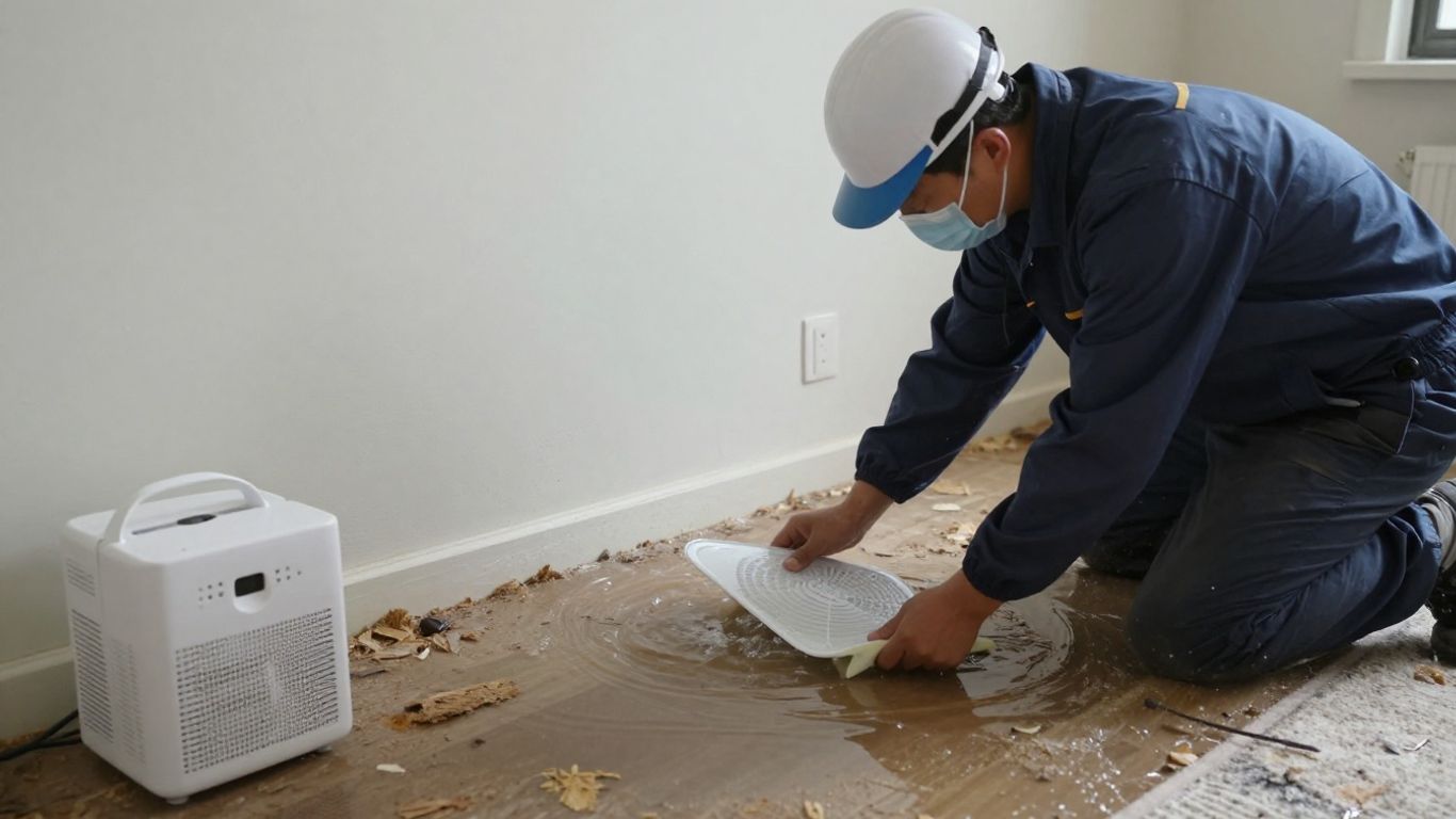 Water damage restoration in progress