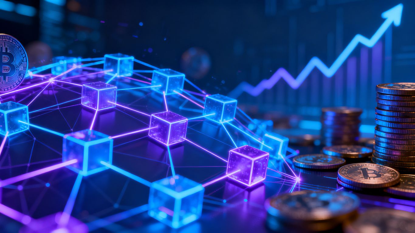 Web3 and blockchain network with financial elements.