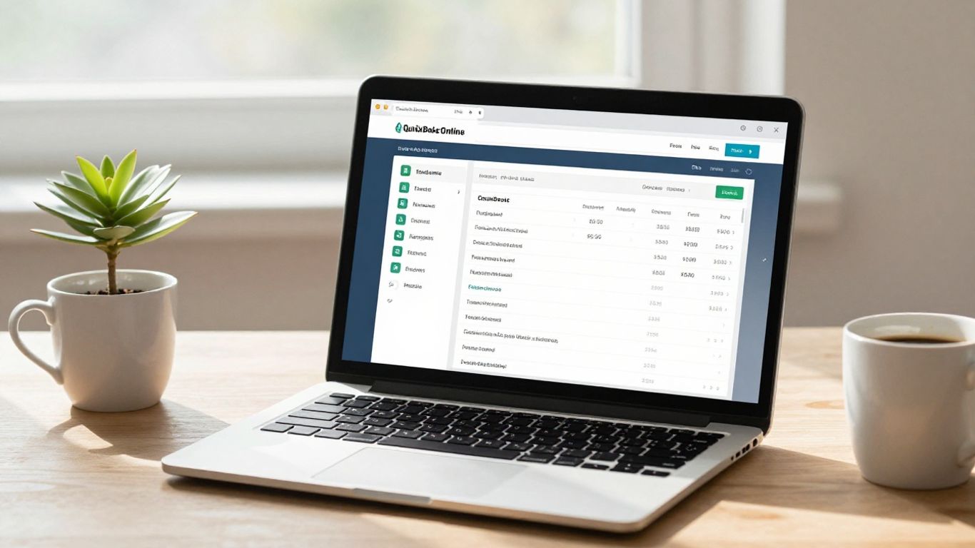 QuickBooks Online invoicing software on a laptop screen.