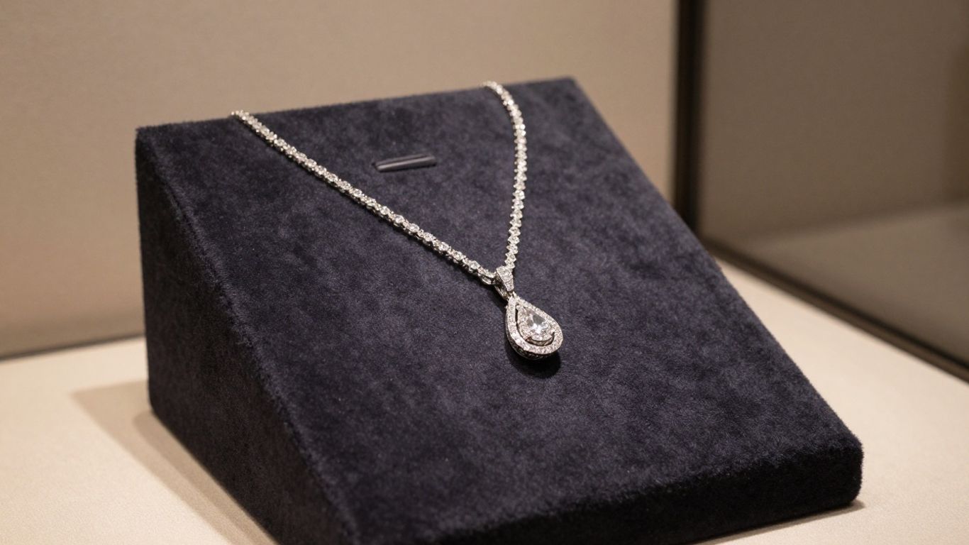 Luxury diamond necklace on display