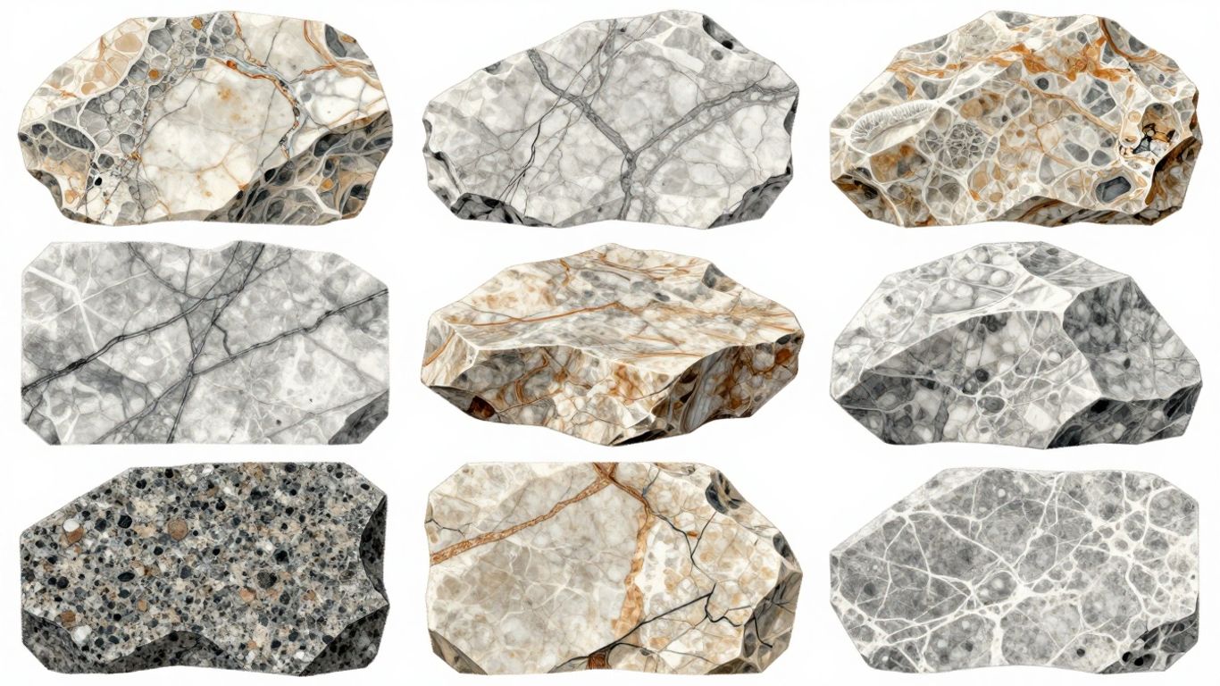 Sketch of natural stone textures and patterns