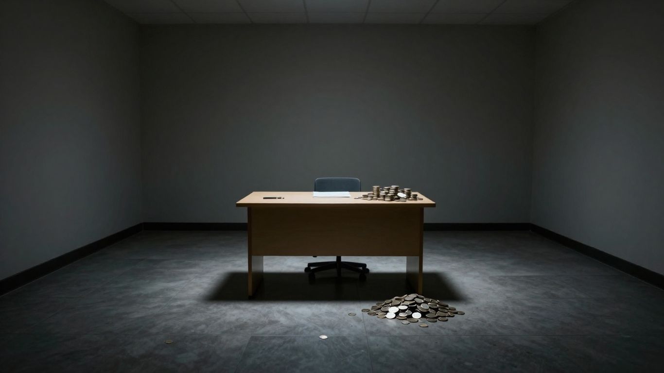 Bâtiment public vide avec des pièces sur un bureau.