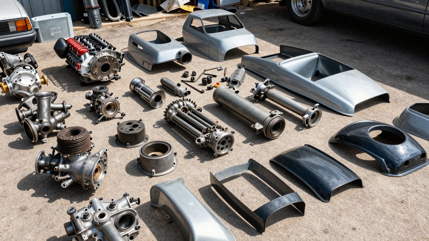 Renault car parts in a salvage yard.