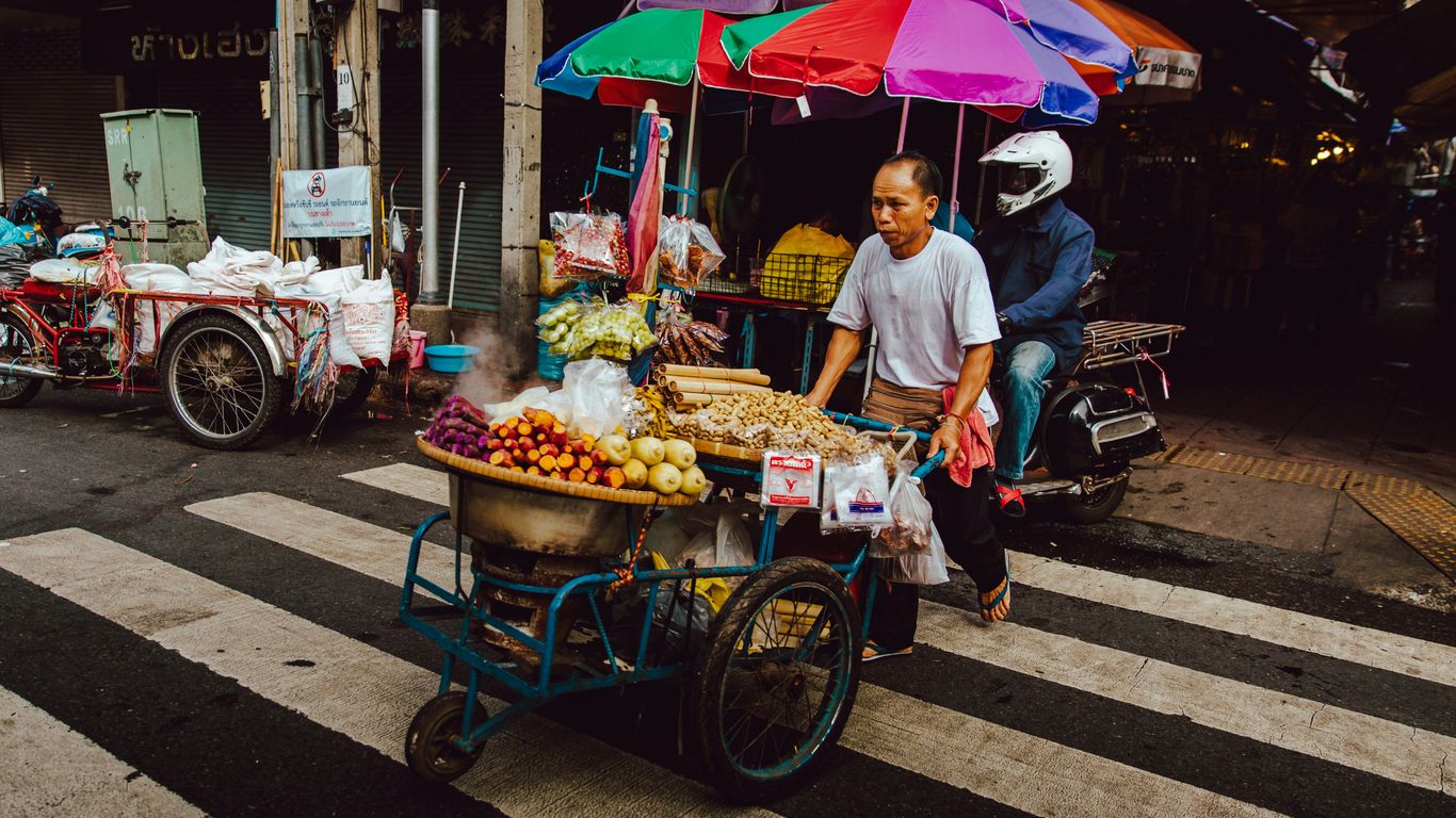 Shopper interacting with a friendly merchant