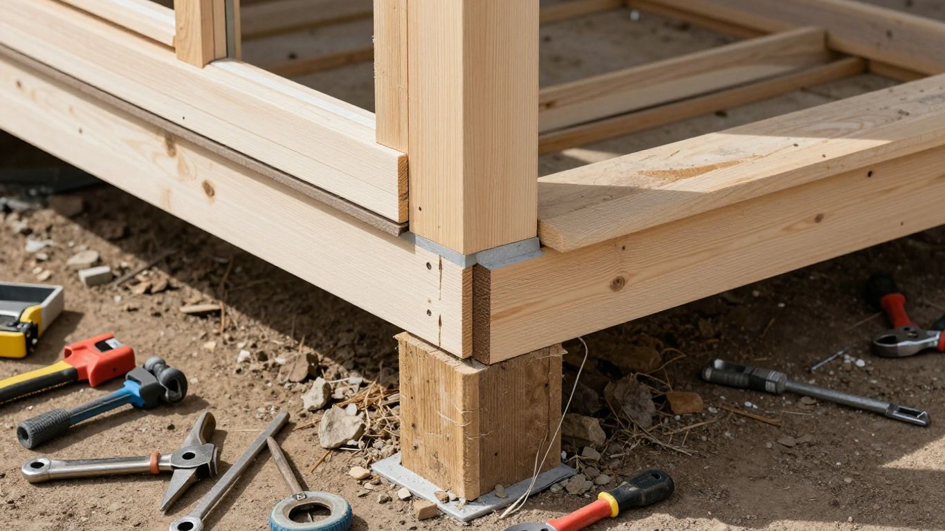 House foundation repair work in progress.