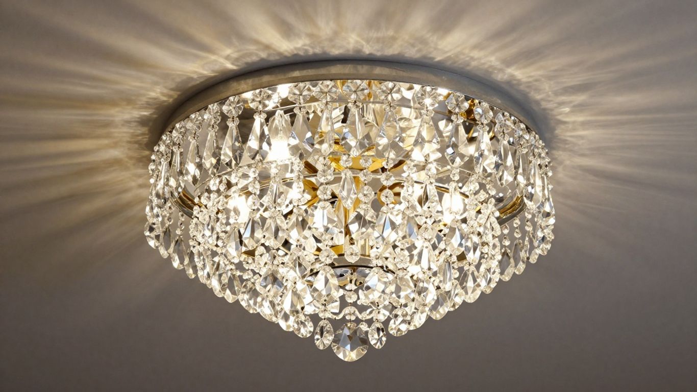 Elegant crystal chandelier flush mount fixture