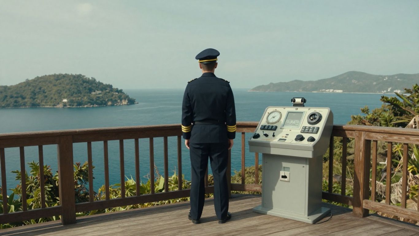 Professional captain working on deck