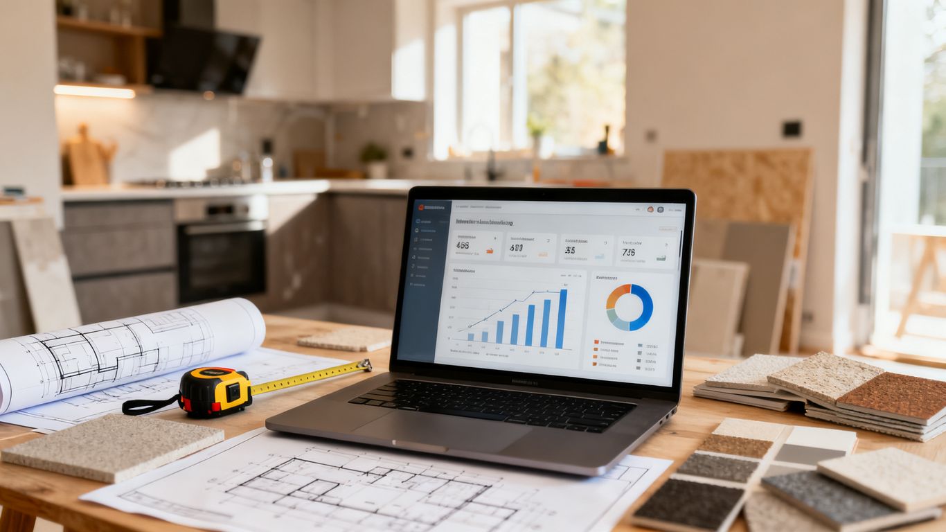 Renovation marketing analytics on laptop