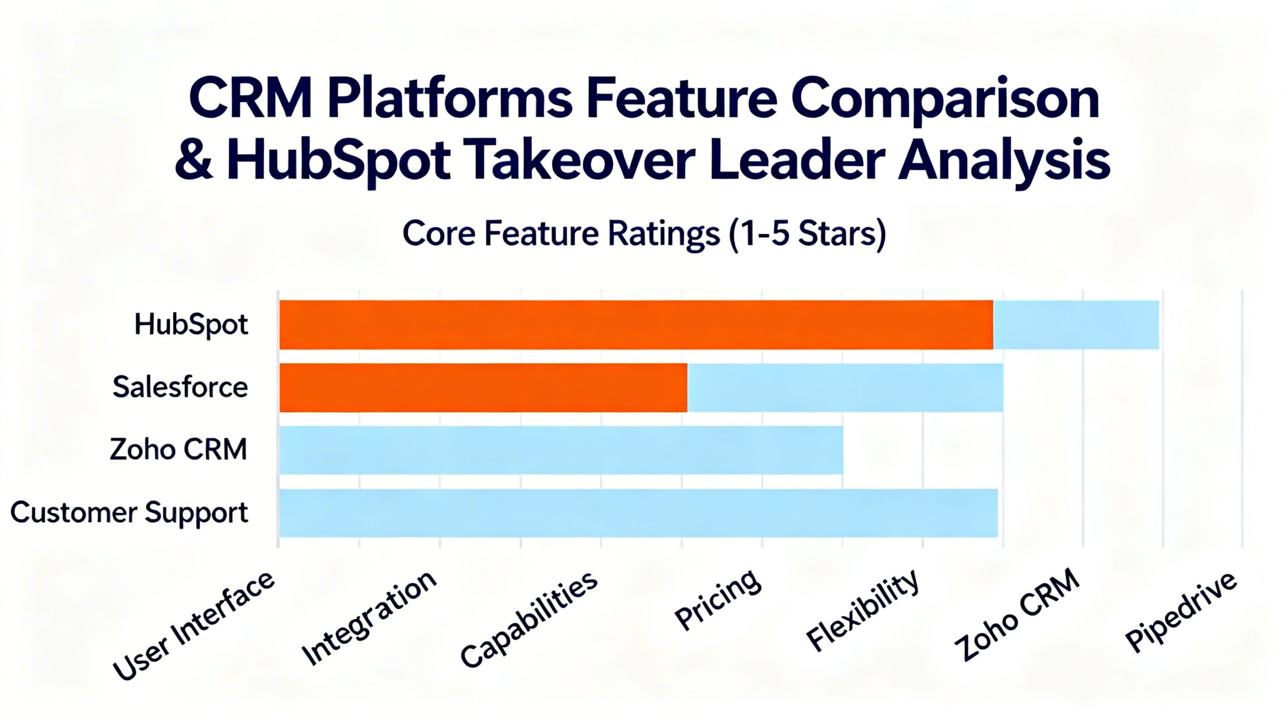 A chart comparing features of different CRM platforms, symbolizing a hubspot takeover leader analysis.