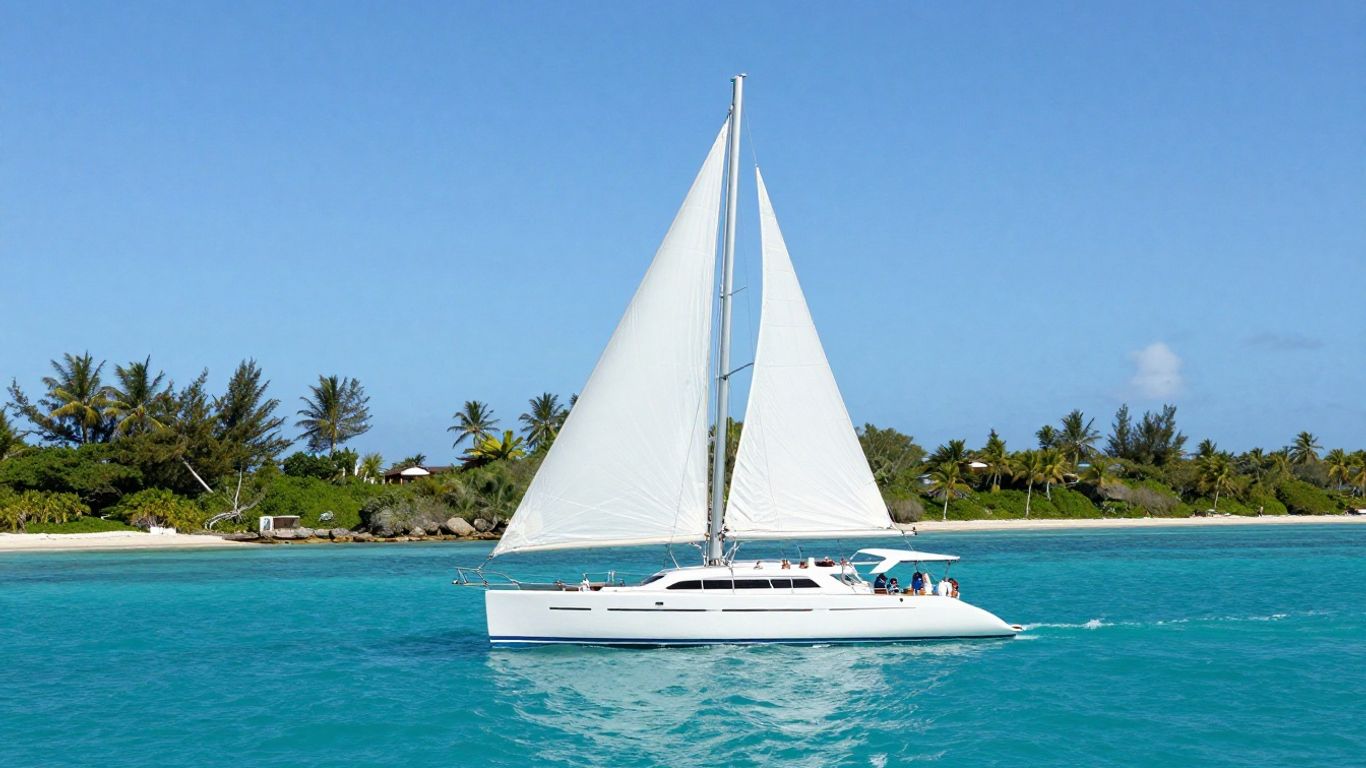 Luxury catamaran sailing in the Bahamas