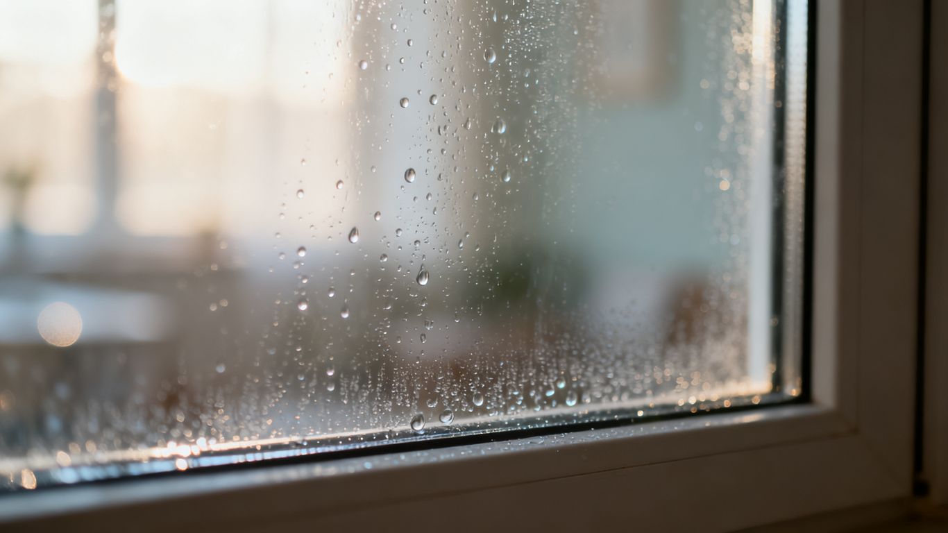 Condensation droplets on a window glass