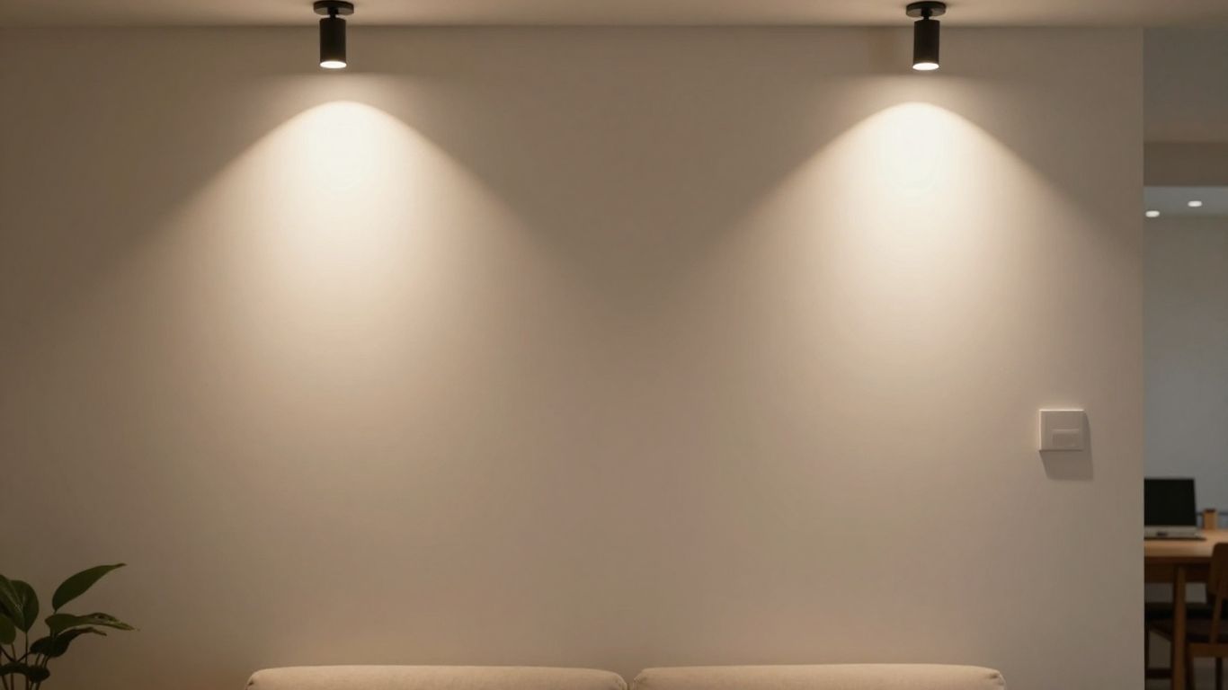 Modern living room with flush wall lights