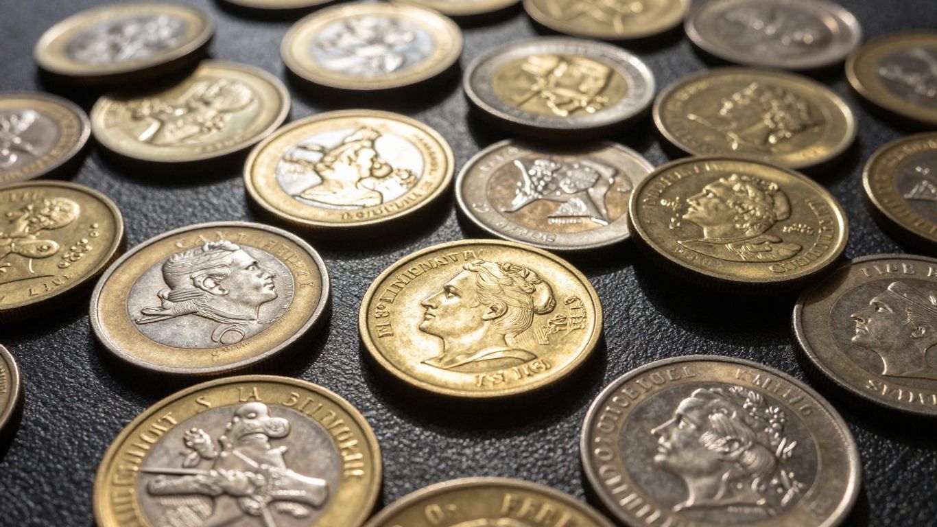 Collection of gold and silver coins