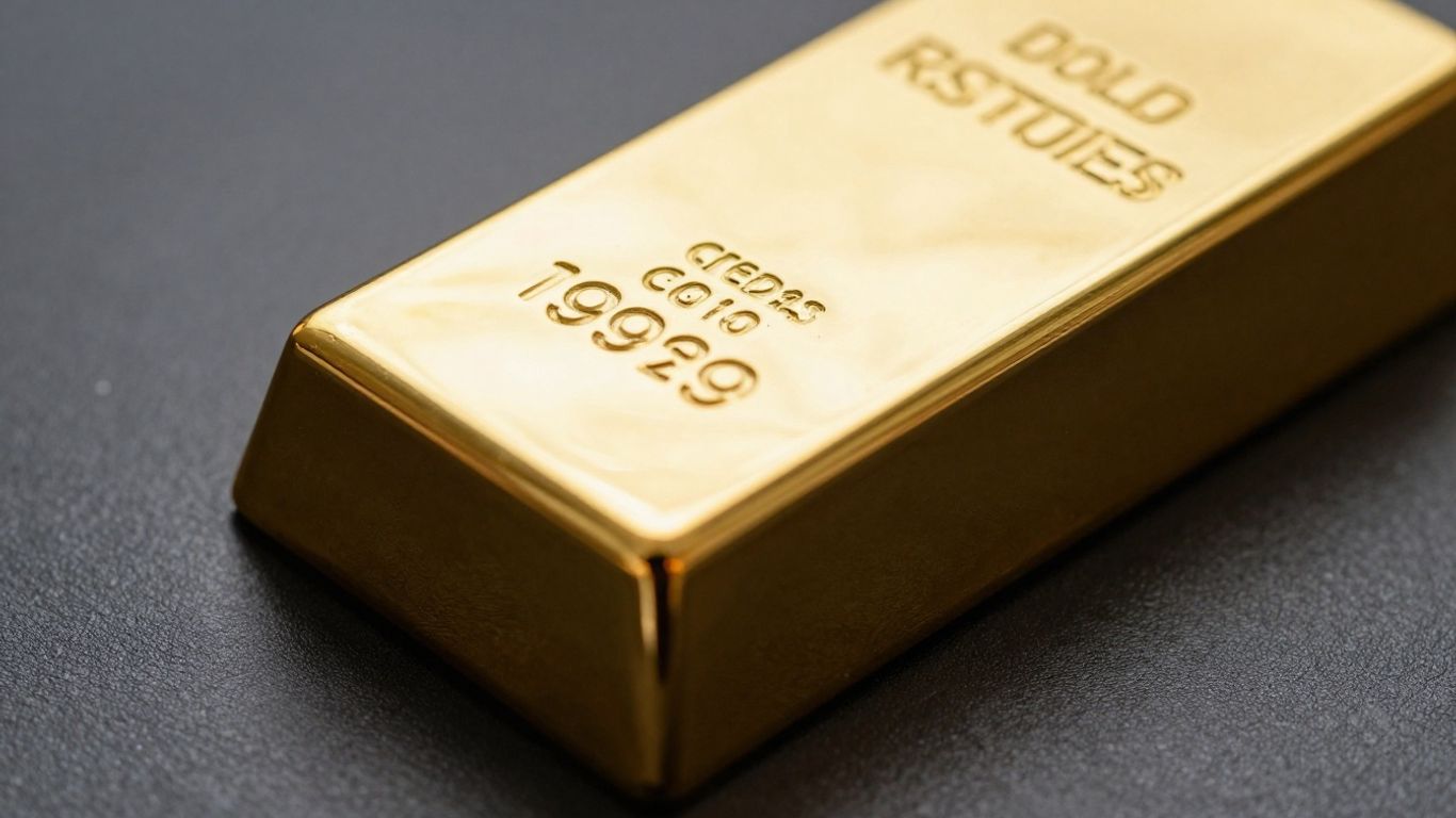 Lingot d'or brillant sur fond sombre.