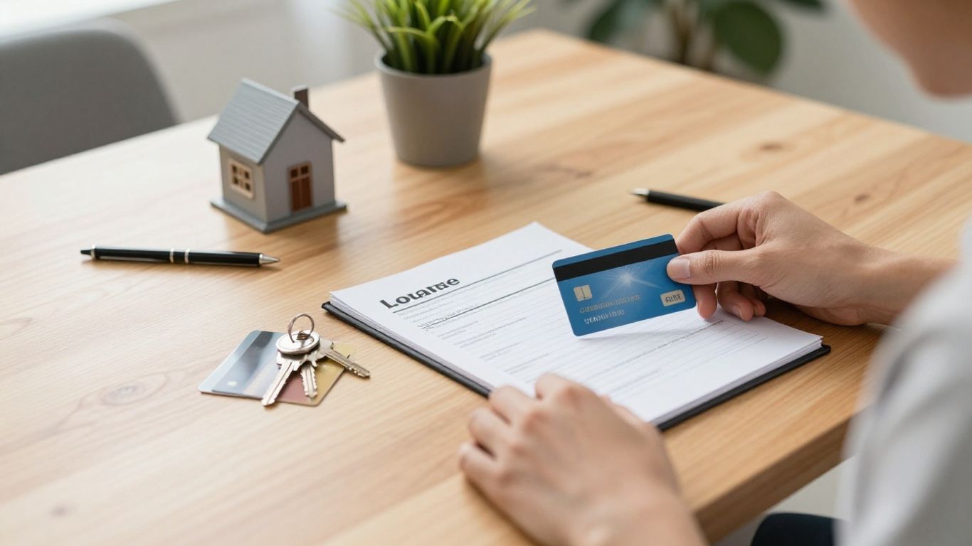 Persona revisando opciones de crédito en casa